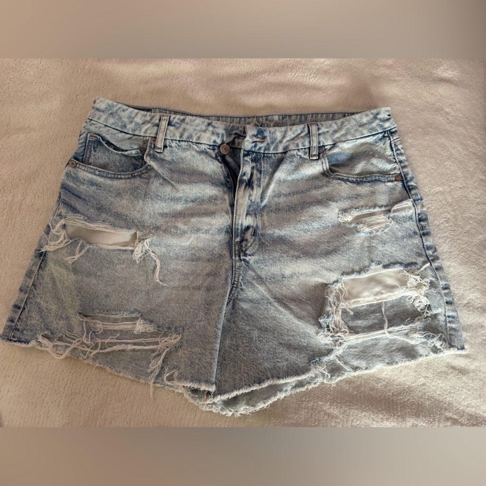 AE Light Blue Distressed Denim Shorts